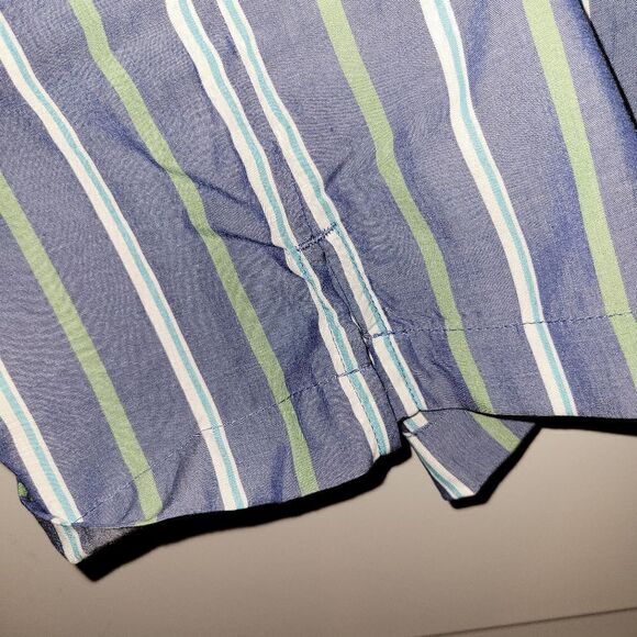Mens Free Assembly Lightweight Striped Button Up Blue Short Sleeve Shirt XXL NWT - Picture 8 of 9